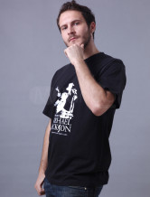 Beau Black manchons d'impression col rond courtes 100% coton pour hommes T-shirt