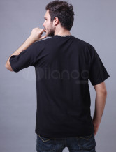 Beau Black manchons d'impression col rond courtes 100% coton pour hommes T-shirt