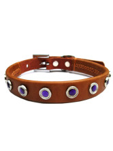 Collier Pour Chien Cuir de Vache Décoration Cercles Pourpre de la mode 52cm*2.4cm*5mm 