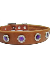 Collier Pour Chien Cuir de Vache Décoration Cercles Pourpre de la mode 52cm*2.4cm*5mm 