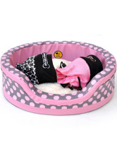 Couchage Pour Chien Toile Coton Fuir Imprimé Points Rose 58*47*16cm