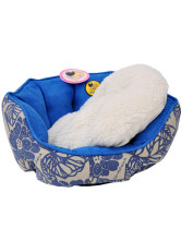 Couchage Pour Chien Tissu Antidérapant Suède Toile Imprimé Rouge Porte bonheur 63*63*26cm