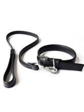 Collier Pour Chien Cuir de Vache Noire Chic 67cm *32mm 
