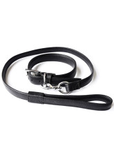 Collier Pour Chien Cuir de Vache Noire Chic 67cm *32mm 