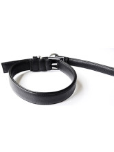 Collier Pour Chien Cuir de Vache Noire Chic 67cm *32mm 