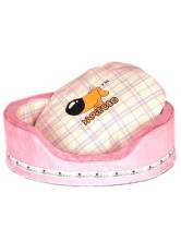 Couchage Pour Chien Coton Broderie Suède Chic Oval Rose Classique 70*60*20cm 