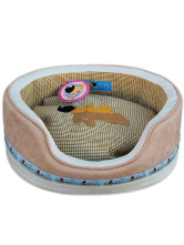 Couchage Pour Chien Coton Broderie Suède Chic Oval Rose Classique 70*60*20cm 