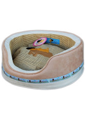 Couchage Pour Chien Coton Broderie Suède Chic Oval Rose Classique 70*60*20cm 
