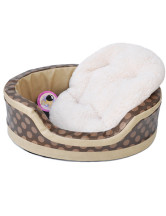 Couchage Pour Chien Toile Coton Fuir Imprimé Points Café 70*60*20cm