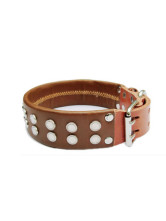 Collier Pour Chien Décoration Clou Cuir de Vache Jaune de la mode 70cm*5cm*7-8mm