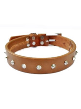 Collier Pour Chien Décoration Clou Cuir de Vache Brun de la mode 70mm*33mm*7-8mm