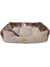 Couchage Pour Chien Peluche Courte Léopard PU Sofa Chien Yuppie 71*53*22cm  