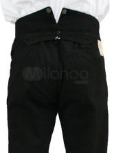 pantalons classique noir steampunk pour hommes en Cotton