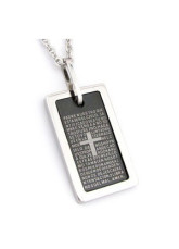 Concise argenté et noir pour Homme Acier Titane pendentif croix
