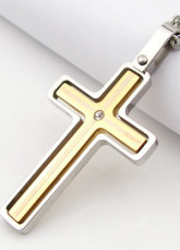 Concise argenté et doré Homme Acier Titane pendentif croix