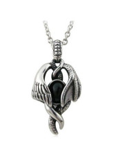 Angels Cool titane argenté et noir et Hommes Demons acier pendentif
