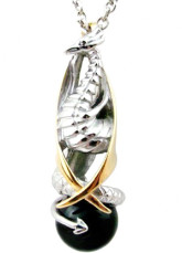 Cool argenté et noir Mens Titanium Steel Dragon pendentif