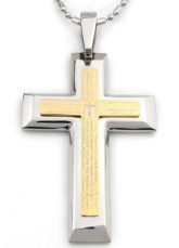 Cool argenté et doré Titanium Steel Cross Hommes pendentif en forme