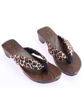 Glamorous Black Golden Leopard 1 3/5'' Heel Womens Clogs