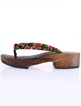Mode tissu rouge Floral 1 3 / 5  '' Flop bois hauteur du talon Flip