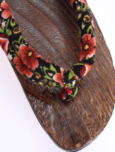 Mode tissu rouge Floral 1 3 / 5  '' Flop bois hauteur du talon Flip