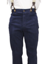 de beau pantalons steampunk pour hommes bleu foncé en Cotton