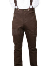 pantalons moderne marron noisette steampunk pour hommes  en Cotton