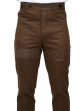 magnifique pantalons marron foncé steampunk pour hommes en Cotton