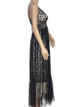 Robe Pour Femme Spaghetti Cou V Mousseline Noire Séduisante 