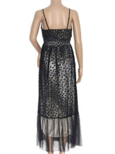 Robe Pour Femme Spaghetti Cou V Mousseline Noire Séduisante 