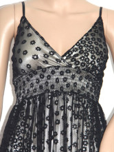 Robe Pour Femme Spaghetti Cou V Mousseline Noire Séduisante 