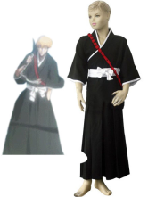 Costume cosplay pour enfants du Bleach Ichigo Kurosaki Soul Reaper en tissu uniforme noir et blanc