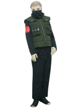 Costume Cosplay Deluxe d'enfants de Narutu Hatake Kakashi d'un tissu uniforme Bleu foncé Noir et vert militaire.