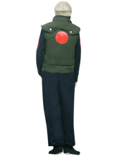 Costume Cosplay Deluxe d'enfants de Narutu Hatake Kakashi d'un tissu uniforme Bleu foncé Noir et vert militaire.