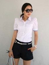 Blouse Chemise Dammes Manches Couvette Coton Polyester Blanche de la mode