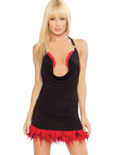 Hot Black Arcylic Spandex Halter Womens Club Dress