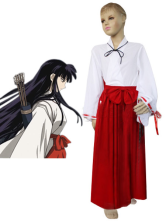 Red White Uniform Cloth Inuyasha Kikyo Girls Cosplay Costume