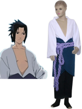 Costume Cosplay pour filles deNaruto Shippuden Sasuke Uchiha en tissu uniforme blanc bleu noir et violet.