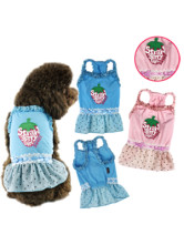 Adorable Blue 100% Fleece Strawberry Pets Dress
