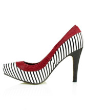 Blanc Noir Rouge Cuir verni 3 3 / 10  ''  'talon Chaussures Mode rayé