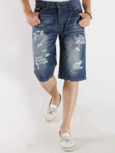 Cool Blue 98% Bamboo Cotton 2% Bamboo Fiber Denim Short Jeans For Men