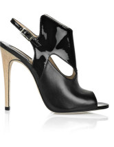 Sandales en noir à talons hauts en peau de mouton et PU