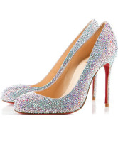 Escarpins de 4 1/3'' talons en tissu ouaté blanc 
