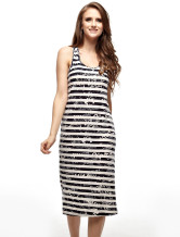 Robe d'été unique Bleu Blanc rayé manches femme 100% coton