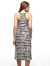 Robe d'été unique Bleu Blanc rayé manches femme 100% coton