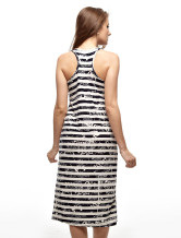 Robe d'été unique Bleu Blanc rayé manches femme 100% coton