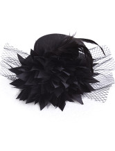 Tissu noir élégant gaze Hat mariage 13cm Pour Brides