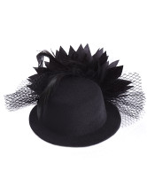 Tissu noir élégant gaze Hat mariage 13cm Pour Brides