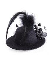 Belle plume gaze tissu perlé Bow 10cm de mariage Hat pour la mariée