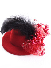 Belle plume gaze tissu perlé Bow 10cm de mariage Hat pour la mariée